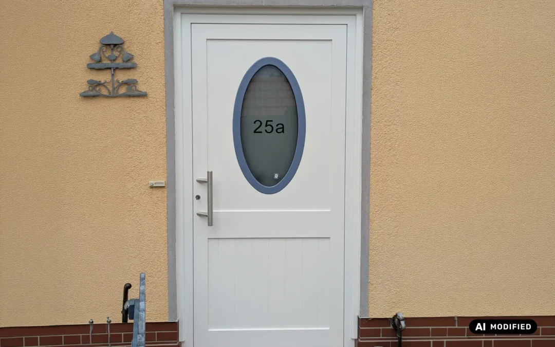 Haustür nach Kundenentwurf in Taubenblau