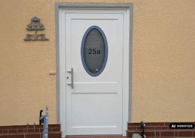 Haustür nach Kundenentwurf in Taubenblau