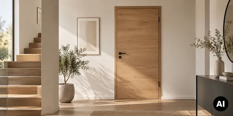 Neue weiße Innentür im bestehenden Haus