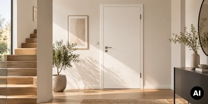 Moderne flächenbündige Innentür im Neubau